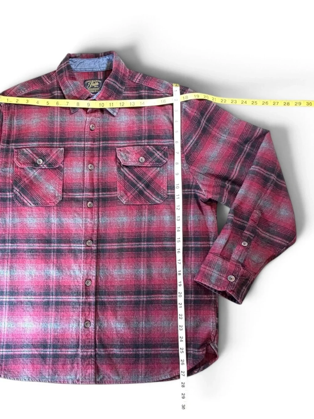 Jachs Men's Maroon Plaid Heritage Flannel Button-Up L